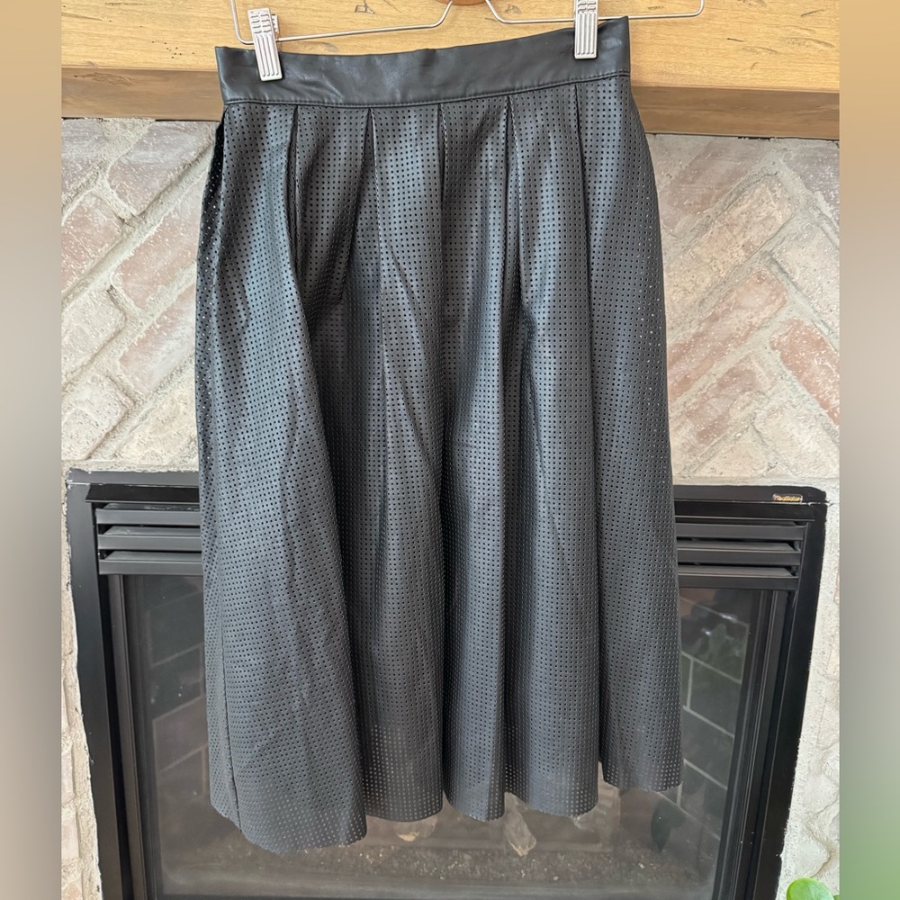 Zara Black A-Line Perforated Skirt